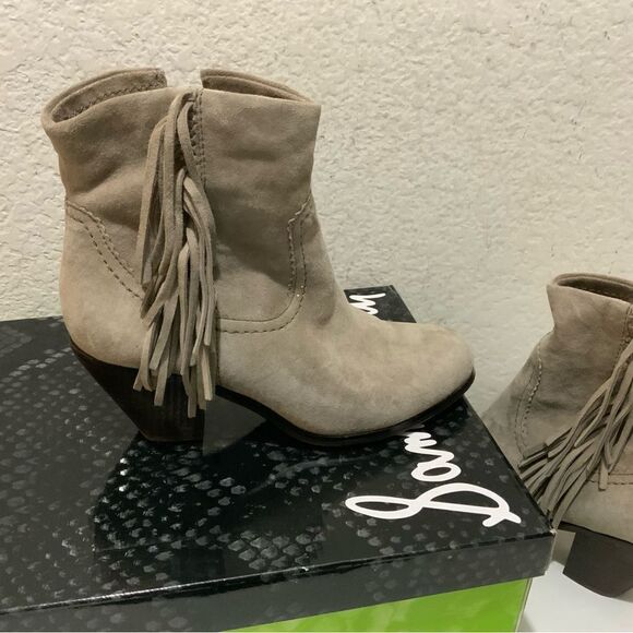 Sam Edelman Louie Fringe Trimmed Ankle Boots Size 7.5 M - Picture 3 of 13